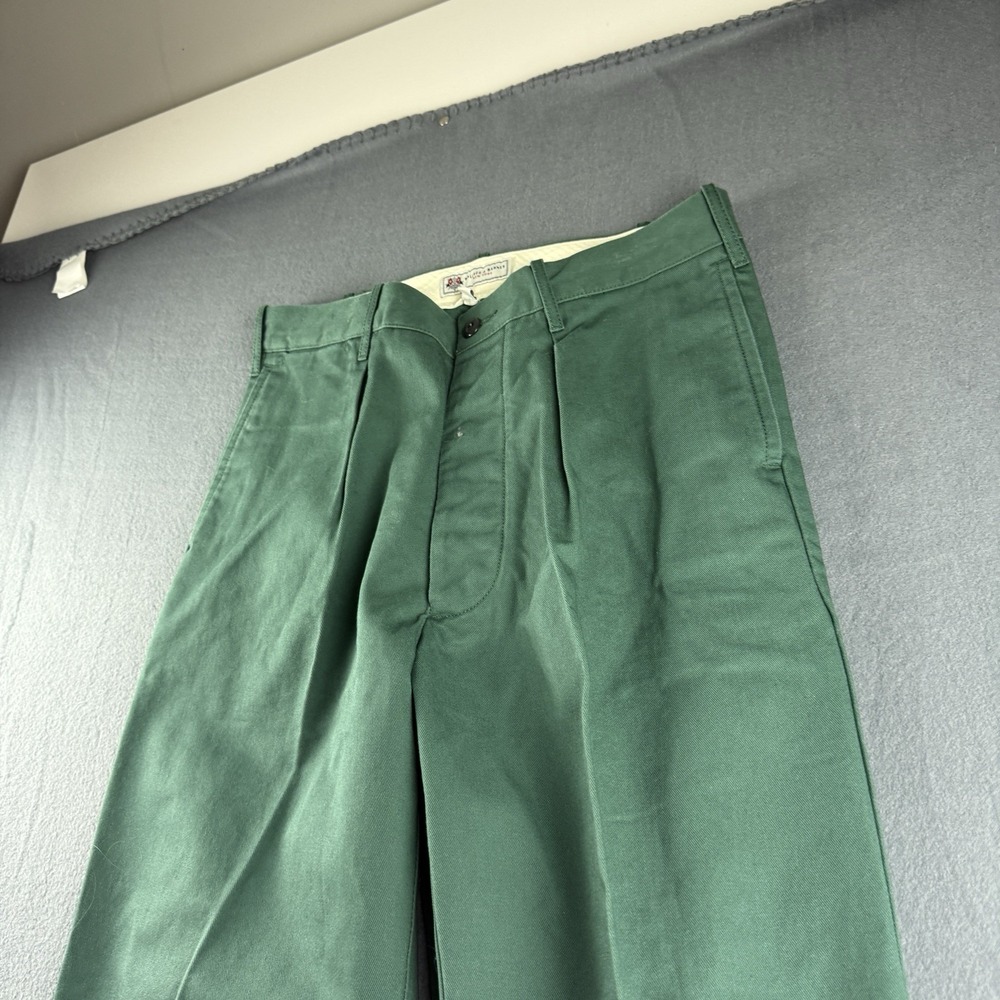 Wallace & Barnes Pants MenS 30x30 Green Heavyweight Creased Work Twill Pleat NEW
